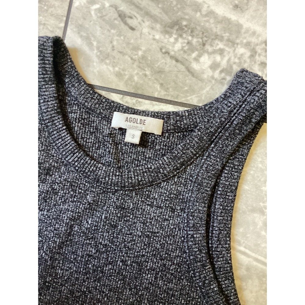 Agolde Ribbed Tank Top Small Grey Salt and Pepper Racerback Sample - Picture 4 of 7